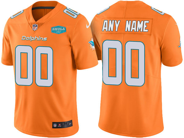 Men's Miami Dolphins ACTIVE PLAYER Custom Orange With 347 Shula Patch Vapor Untouchable Limited Stitched Jersey
